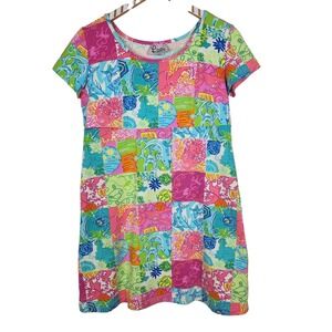 LILLY PULITZER‎ Dress Womens Medium Multicolor Patchwork Knit Shift Casual Sea